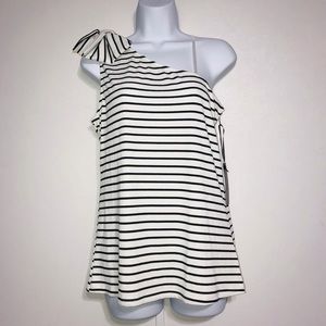 Doe + Rae One Shoulder Striped Tank Bow Large